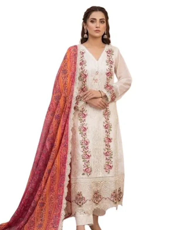 Unstitched_Heavy_Embroidered_Pakistani_Style_Suit_Floral_Embroidery_Dupatta_Included_Light_Blue_Colour_3_Piece_Set_Ethnic_Wear