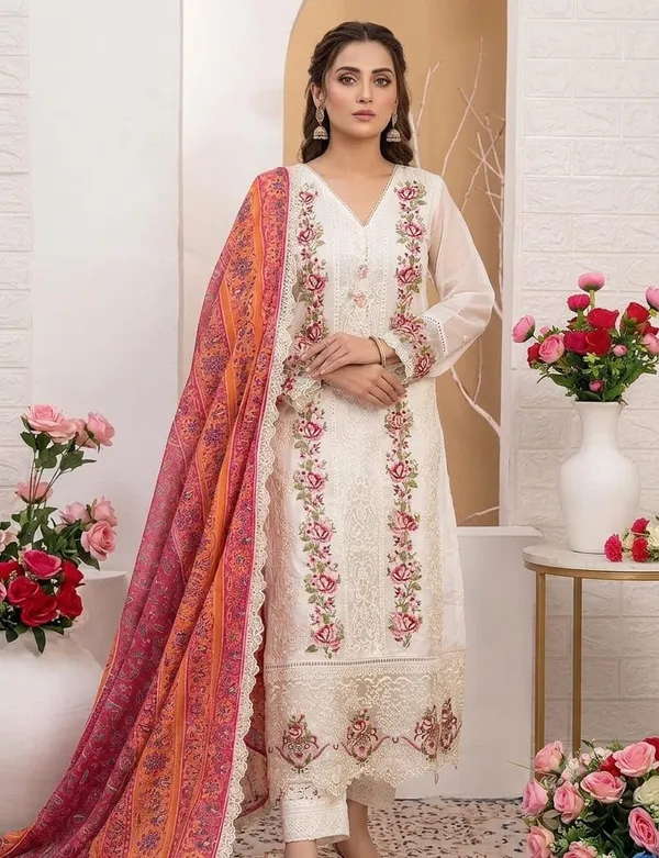 Unstitched_Heavy_Embroidered_Pakistani_Style_Suit_Floral_Embroidery_Dupatta_Included_Light_Blue_Colour_3_Piece_Set_Ethnic_Wear