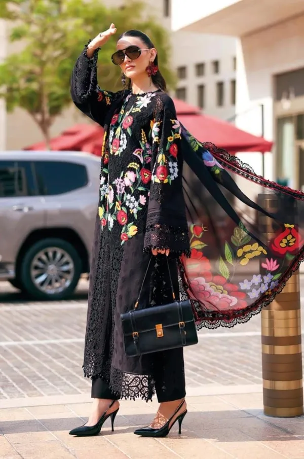 Unstitched_Chikankari_Heavy_Embroidery_Cotton_Suit_Floral_Embroidery_Pakistani_Style_Lace_Detailing_Full_Sleeves_Cream_Colour