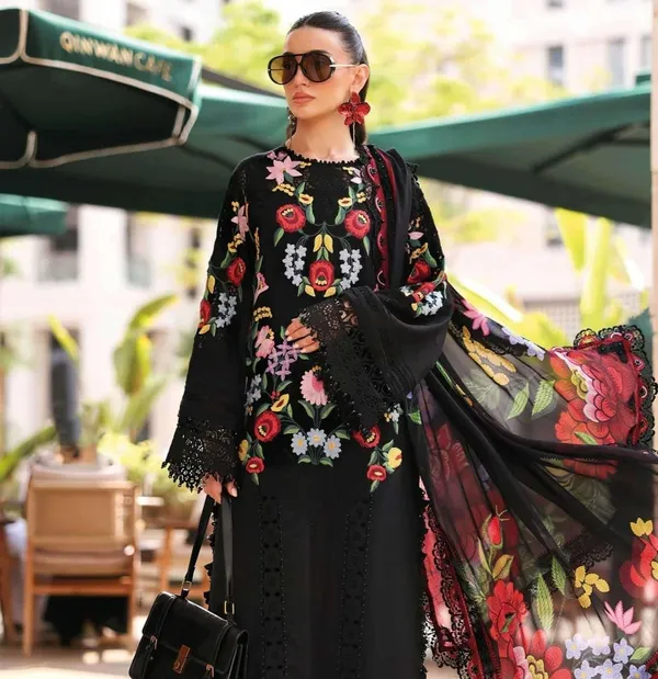 Unstitched_Chikankari_Heavy_Embroidery_Cotton_Suit_Floral_Embroidery_Pakistani_Style_Lace_Detailing_Full_Sleeves_Cream_Colour