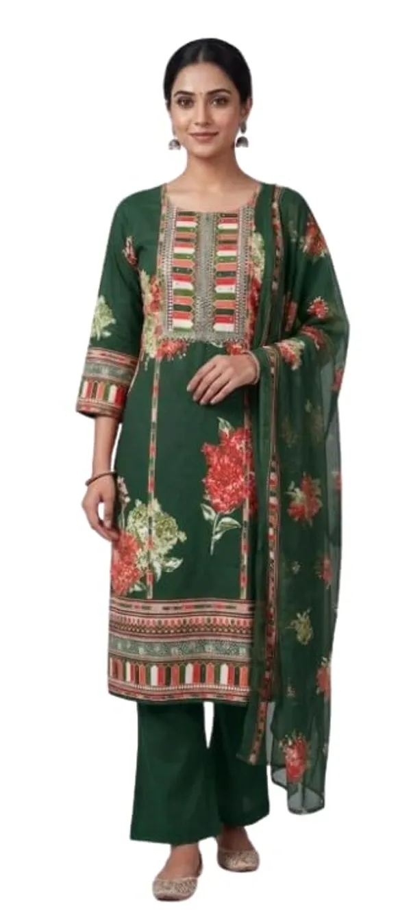 Unstitched_Pure_Cotton_Suit_With_Designer_Neckline_Mustard_Floral_Print_3_Piece_Set_With_Dupatta_Embroidered_Yoke_Straight_Palazzo_Pants
