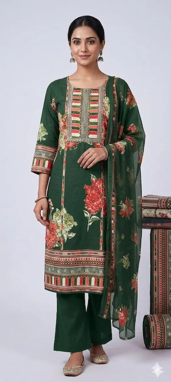 Unstitched_Pure_Cotton_Suit_With_Designer_Neckline_Mustard_Floral_Print_3_Piece_Set_With_Dupatta_Embroidered_Yoke_Straight_Palazzo_Pants