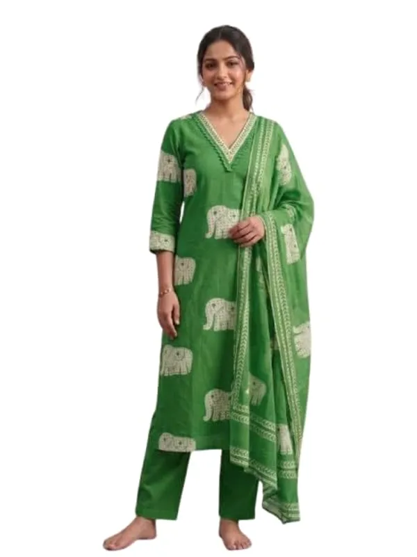 Unstitched_Designer_Printed_Jaam_Cotton_Suit_With_Neck_Elephant_Print_Blue_Colour_Includes_Dupatta_3_4_Sleeves_V_Neck_Design