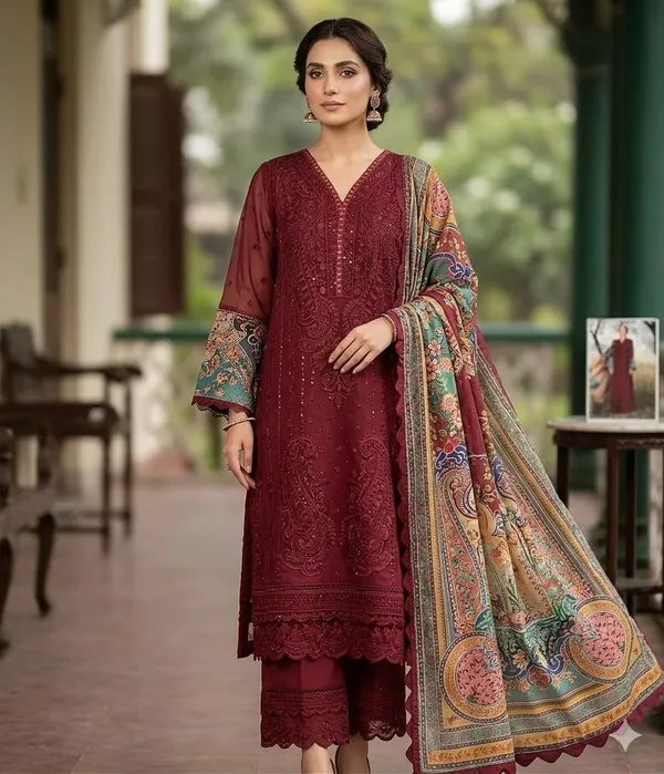 Unstitched_Red_Pakistani_Heavy_Embroidery_Suit_With_Dupatta_Intricate_Embroidery_Printed_Dupatta_Salwar_Suit_Set_Unstitched_Fabric