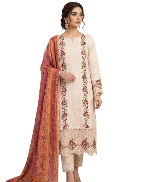 Unstitched_Heavy_Embroidered_Pakistani_Style_Suit_Floral_Embroidery_Dupatta_Included_Light_Blue_Colour_3_Piece_Set_Ethnic_Wear
