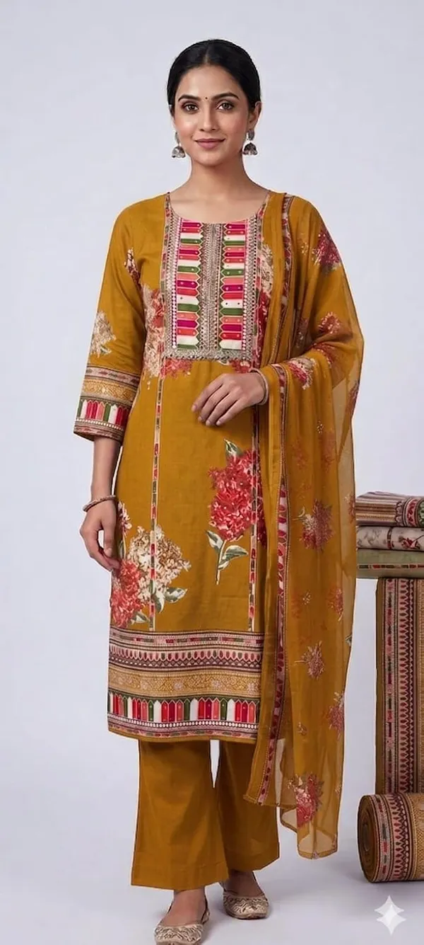 Unstitched_Pure_Cotton_Suit_With_Designer_Neckline_Floral_Print_3_Piece_Set_With_Dupatta_Embroidered_Yoke_Straight_Palazzo_Pants