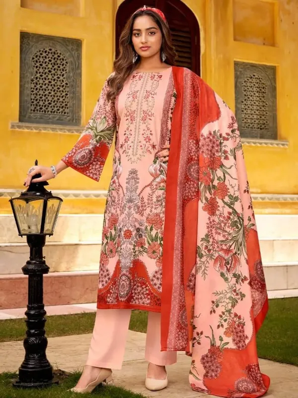 Unstitched_Cotton_Embroidered_Pakistani_Suit_Peach_Floral_Floral_Print_With_Dupatta_3_4_Sleeves_Straight_Kurta_Ethnic_Wear