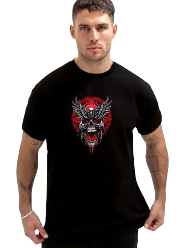 Black_Printed_Cotton_Round_Neck_Regular_Fit_Soft_And_Comtable_Trendy_Casual_Half_Sleeve_T_Shirt_For_Men