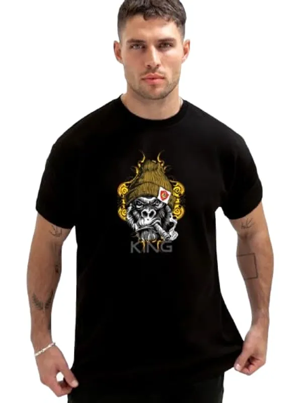 Black_Printed_Cotton_Round_Neck_Regular_Fit_Soft_And_Comtable_Trendy_Casual_Half_Sleeve_T_Shirt_For_Men