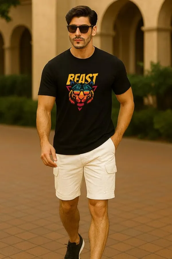 Black_Cotton_Blend_Printed_T_Shirt_For_Men