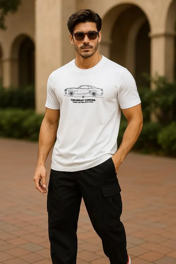 White_Cotton_Blend_Printed_T_Shirt_For_Men