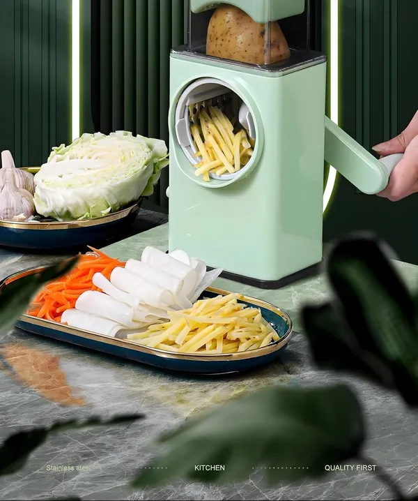 Green_&_Gray_4-In-1_Round_Mandoline_Slicer_Vegetable_Cutter,_Cheese_Grater,_Vegetable_Shredder_&_Chopper_Multi-Function_Green_Vegetable_Chopper_For_Fast_And_Easy_Slicing,_Shredding_&_Grating