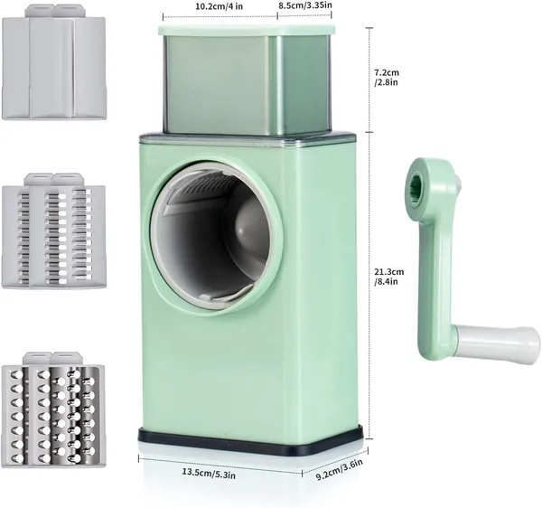 Green_&_Gray_4-In-1_Round_Mandoline_Slicer_Vegetable_Cutter,_Cheese_Grater,_Vegetable_Shredder_&_Chopper_Multi-Function_Green_Vegetable_Chopper_For_Fast_And_Easy_Slicing,_Shredding_&_Grating