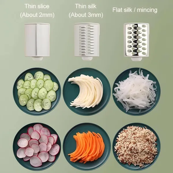 Green_&_Gray_4-In-1_Round_Mandoline_Slicer_Vegetable_Cutter,_Cheese_Grater,_Vegetable_Shredder_&_Chopper_Multi-Function_Green_Vegetable_Chopper_For_Fast_And_Easy_Slicing,_Shredding_&_Grating