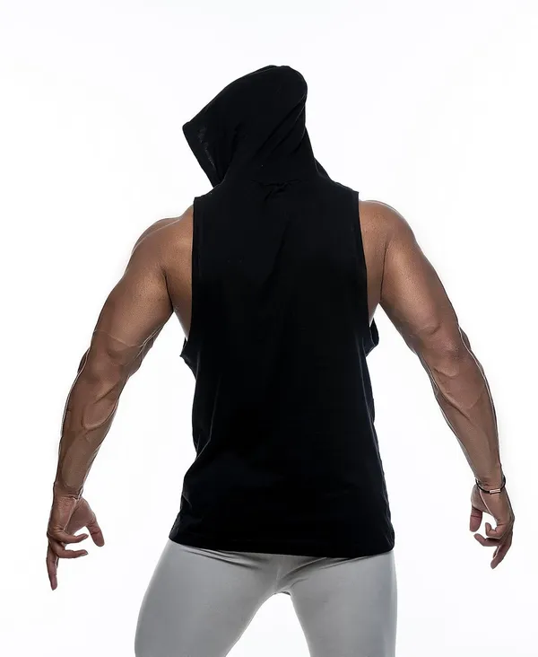 Black_S_Cotton_Skinny_Fit_Hooded_Vest_For_Men