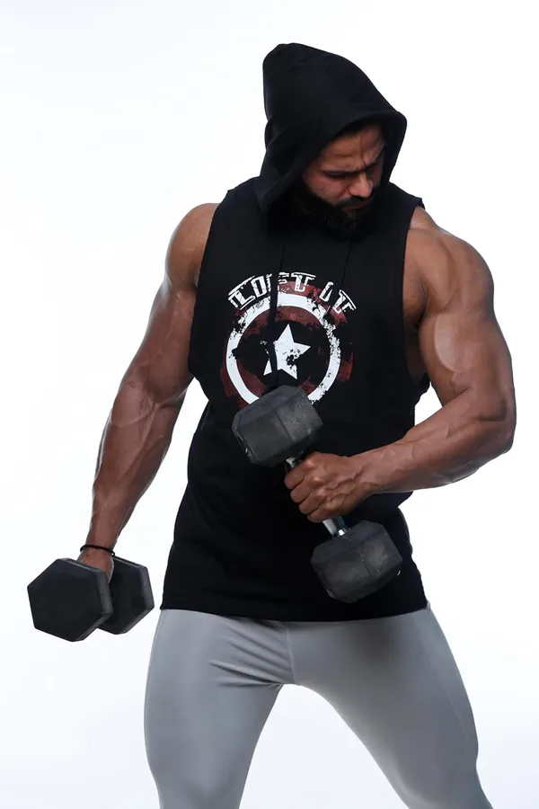 Black_S_Cotton_Skinny_Fit_Hooded_Vest_For_Men