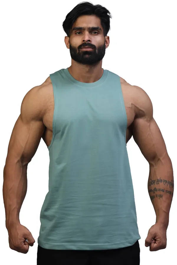 Teal_Blue_Supper_Combed_Narrow_Shoulder_Gold_Finish_Sleeveless_Deep_Arm_Cut_Cotton_Vest_For_Men