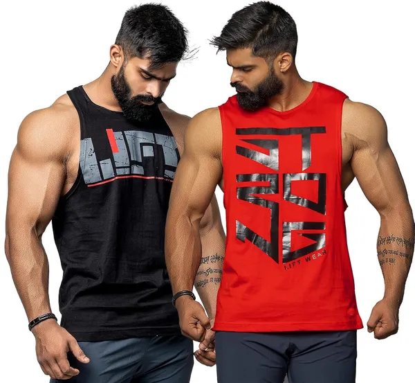 Black_And_Red_Cotton_Round_Neck_Sleeveless_Super_Combed_Gym_Vest_For_Men