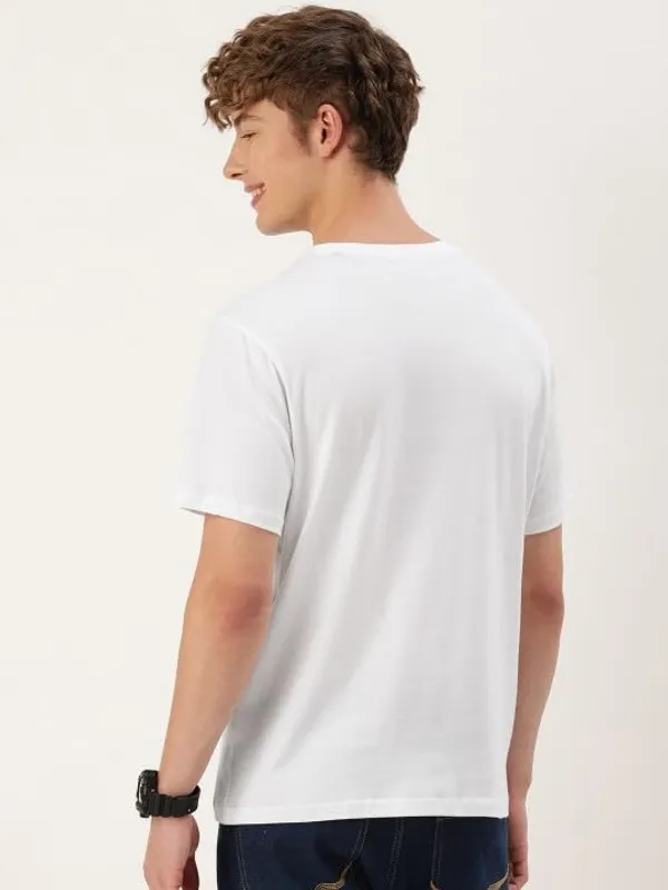 White_Solid_Round_Neck_T_Shirt_White_For_Men