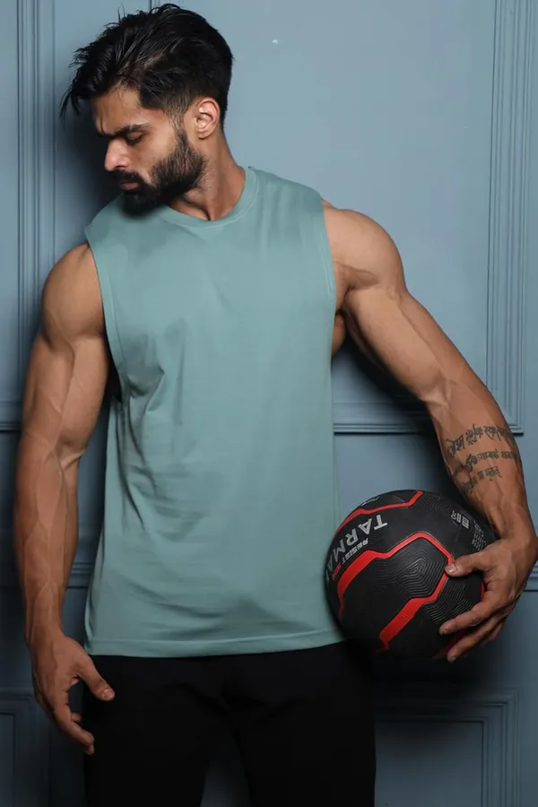 Teal_Blue_Supper_Combed_Broad_Shoulder_Gold_Finish_Sleeveless_Deep_Arm_Cut_Cotton_Vest_For_Men