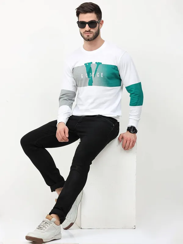 White_Regular_Fit_Printed_Full_Sleeve_T_Shirt_For_Men