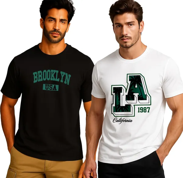 Black_And_White_Polycotton_Printed_T_Shirt_For_Men