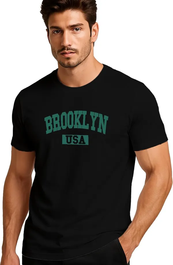 Black_And_White_Polycotton_Printed_T_Shirt_For_Men