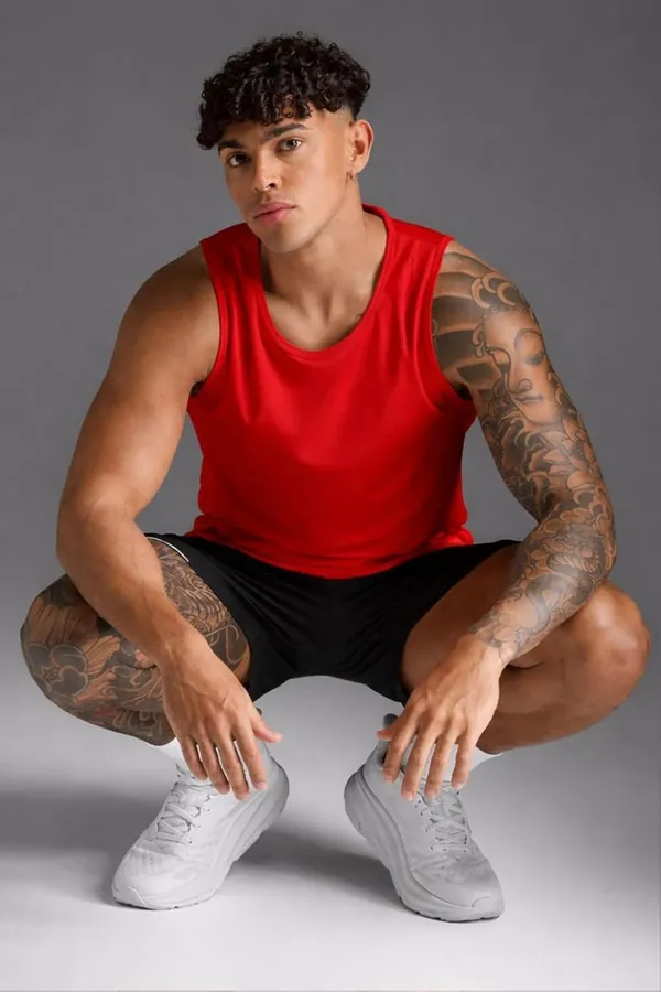 Red_�S_Cotton_Blend_Sleeveless_Vest_For_Men