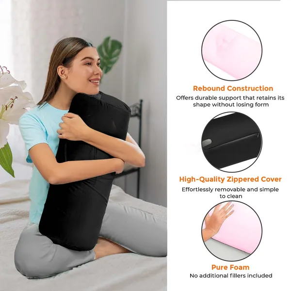 Homerz_Premium_Foam_Bolster,_Extra_Firm,_20x9x9_inch_Size,_Velvet_Cover,_Perfect_for_Back_Support