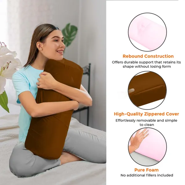 Homerz_Premium_Foam_Bolster,_Extra_Firm,_20x9x9_inch_Size,_Velvet_Cover,_Perfect_for_Back_Support