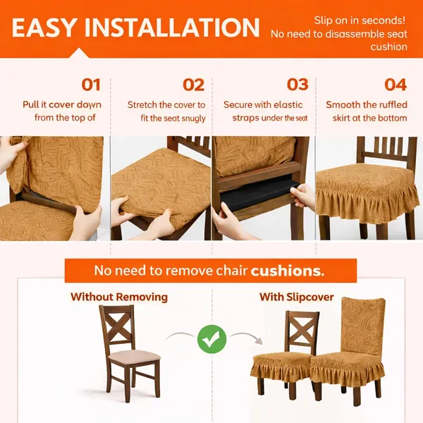 Homerz_Premium_Pack_of_6_Stretchable_Dining_Chair_Cover_with_Frill_Skirt_|_Embossed_Geometric_Printed_Elastic_Chair_Seat_Protector_Slipcover_(Mustard,_Pack_of_6)