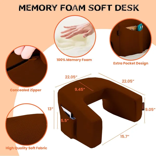 Homerz_Premium_Soft_Lap_Desk_Pillow_for_Adult,_Extra_Large_Reading_Pillow_with_Pocket,_Arm_Rest_Pillow,_Memory_Foam_Bed_Rest_Pillow_can_Reading,_Working_in_Bed_Floor_Sofa_(Brown)