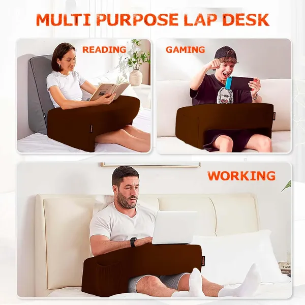 Homerz_Premium_Soft_Lap_Desk_Pillow_for_Adult,_Extra_Large_Reading_Pillow_with_Pocket,_Arm_Rest_Pillow,_Memory_Foam_Bed_Rest_Pillow_can_Reading,_Working_in_Bed_Floor_Sofa_(Brown)