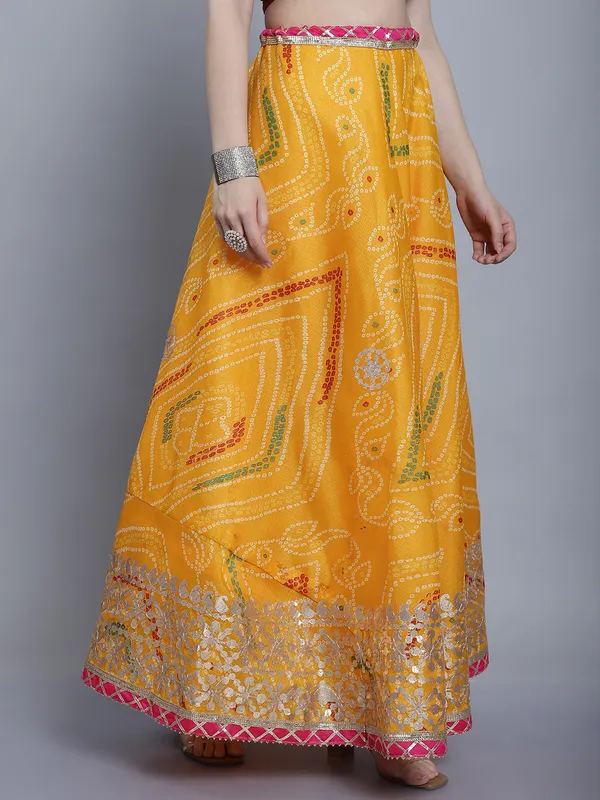 Yellow_Cotton_Kota_Doriya_Printed_Gota_Patti_Work_Skirt_For_Women