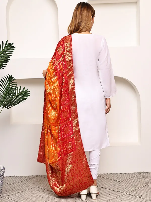 Red_Banarasi_Silk_Hand_Tie-Dye_Bandhej_Dupatta