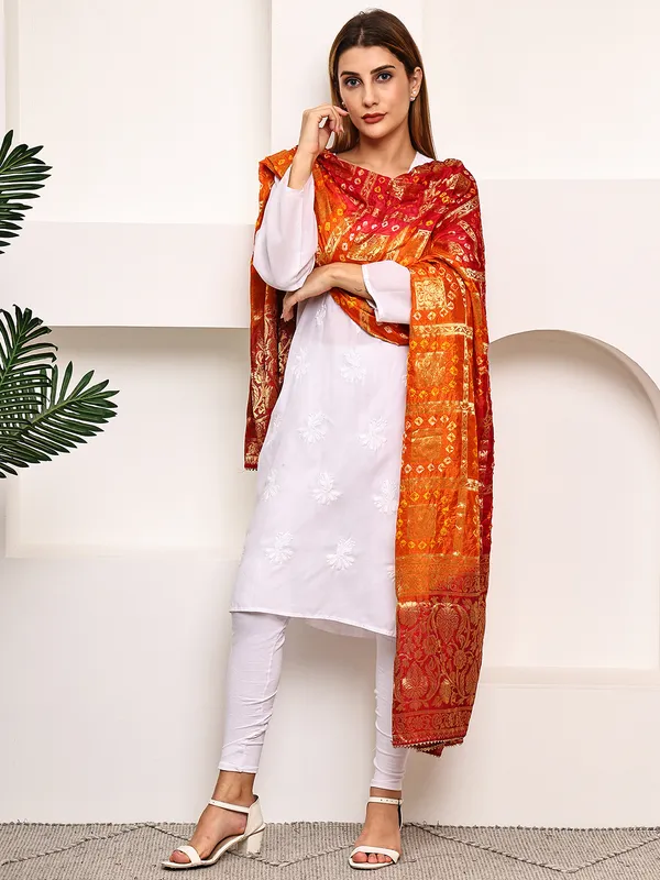 Red_Banarasi_Silk_Hand_Tie-Dye_Bandhej_Dupatta