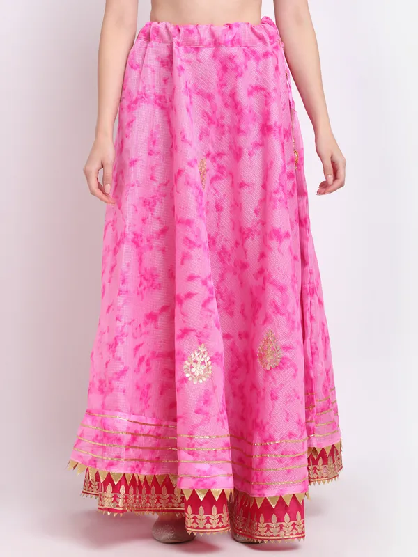 Pink_Cotton_Kota_Doriya_Gota_Patti_Work_Skirt_For_Women