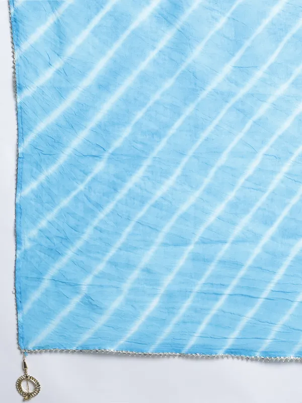 Turquoise_Cotton_Stripes_Print_Dupatta