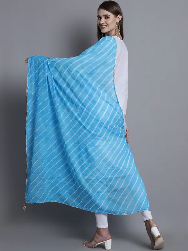 Turquoise_Cotton_Stripes_Print_Dupatta