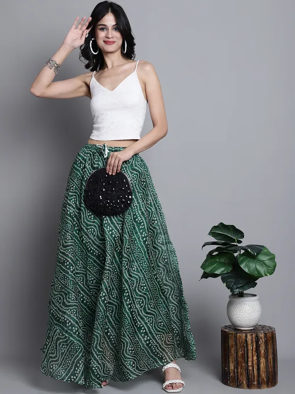 Green_Cotton_Kota_Doriya_Printed_Casual_Skirt_For_Women