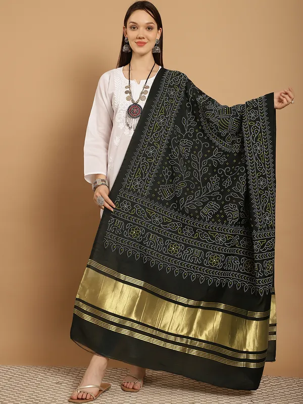 Green_Muslin_Bandhej_Ethnic_Dupatta