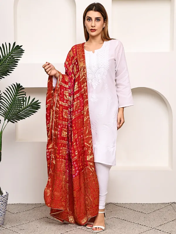 Red_Banarasi_Silk_Hand_Tie-Dye_Bandhej_Dupatta