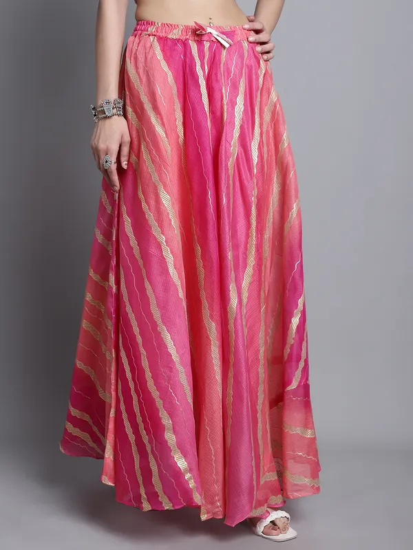 Magenta_Cotton_Kota_Doriya_Printed_Casual_Skirt_For_Women