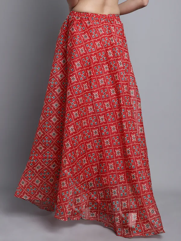 Red_Cotton_Kota_Doriya_Printed_Casual_Skirt_For_Women
