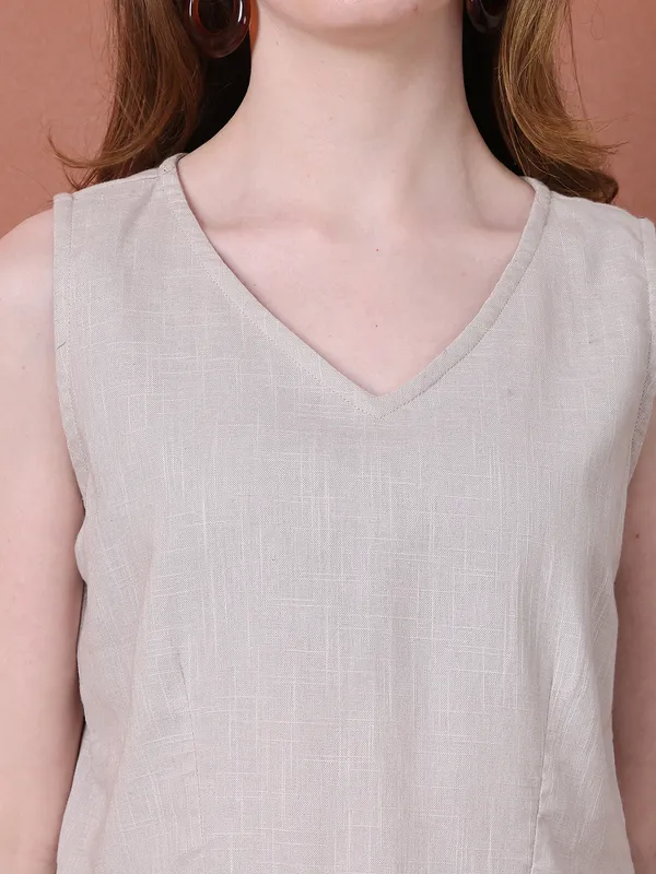 Beige_Cotton_Solid_Casual_Co-Ords_For_Women
