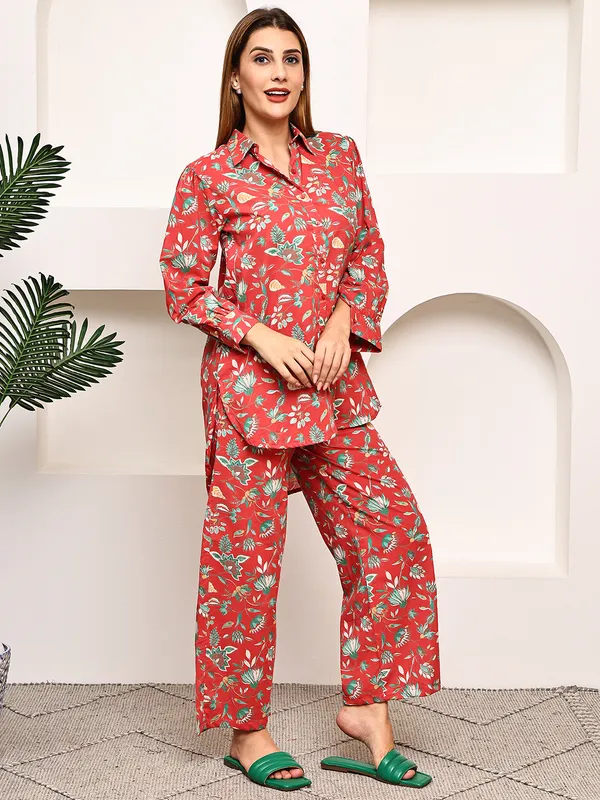 Red_Cotton_Printed_Casual_Co-Ords_For_Women
