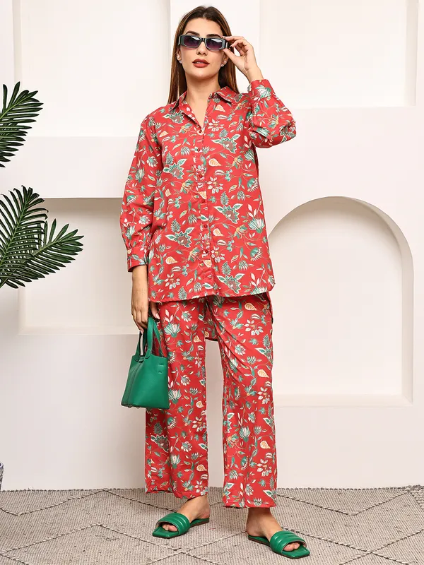 Red_Cotton_Printed_Casual_Co-Ords_For_Women