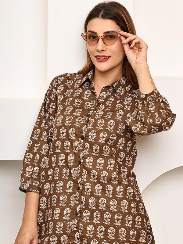 Brown_Cotton_Printed_Casual_Co-Ords_For_Women