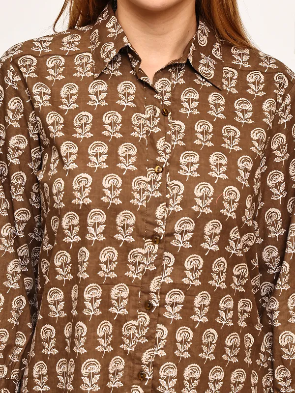 Brown_Cotton_Printed_Casual_Co-Ords_For_Women