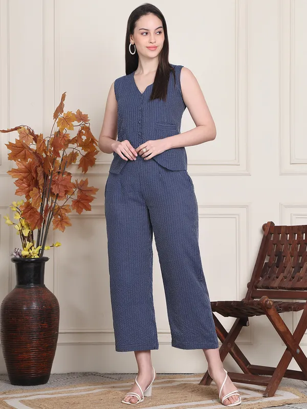 Navy_Blue_Cotton_Striped_Casual_Co-Ords_For_Women